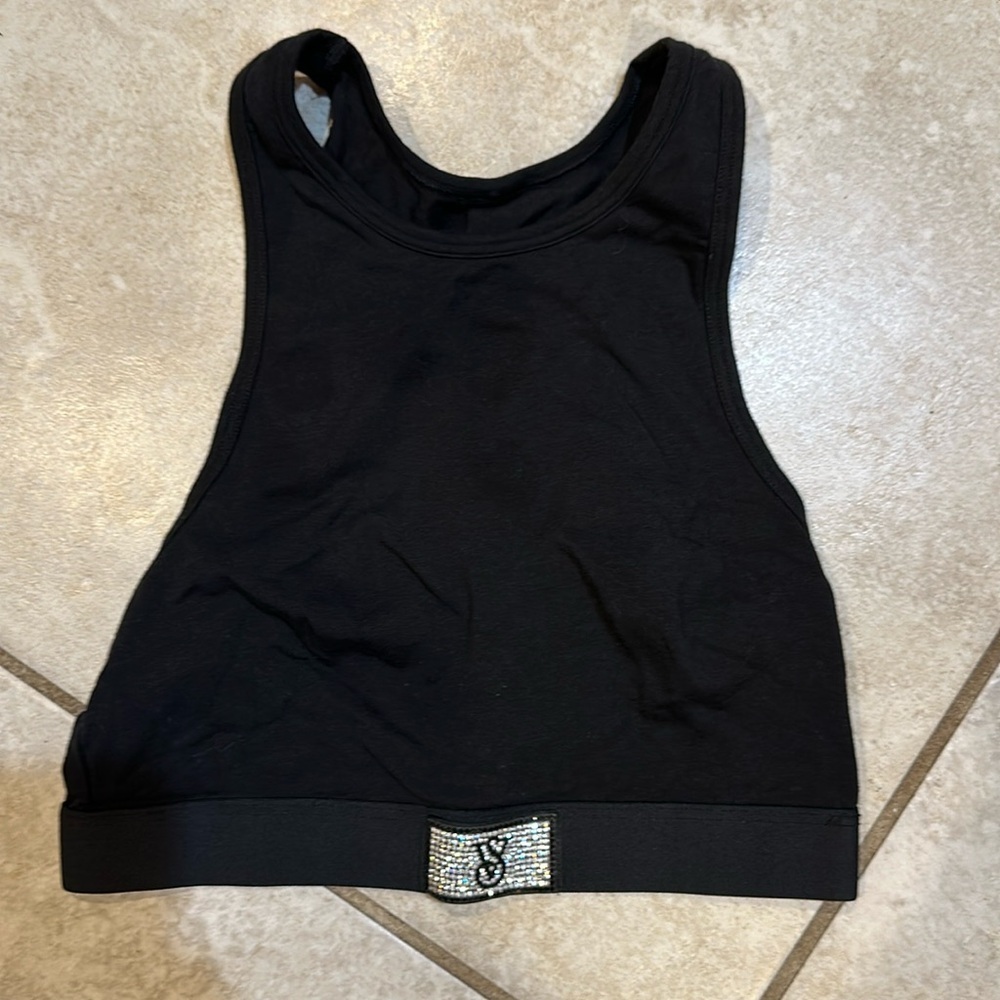 NEW! Victoria’s Secret Rhinestone Shine Logo Patch High Neck Bralette XS Top Bra